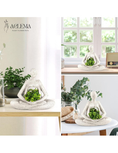 Maceta Escultural Aclema Mujer Yoga 29x33 cm con Drenaje