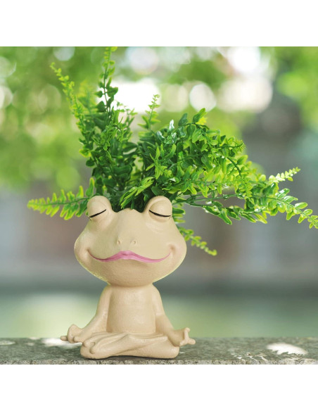 Maceta de Resina Rana de Yoga PlotX con Drenaje 24.1x12.7 cm Maceta de Resina Rana de Yoga PlotX con Drenaje 24.1x12.7 cm