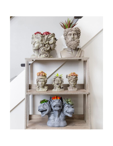 Maceta Decorativa Zeus Esterno Mini 12.4cm Resina Gris