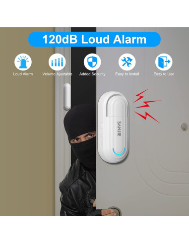 Sensores de Alarma de Puerta SanJie 5 Unidades 120 dB Ajustable