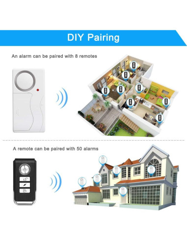 Alarma de Puerta Inalámbrica WSDCAM 105 dB con Control Remoto