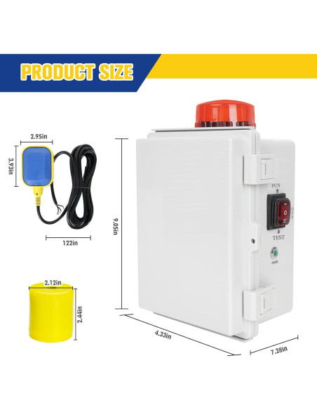 Alarma de Bomba Séptica LyteSolar AMZB003 110DB IP67 Alarma de Bomba Séptica LyteSolar AMZB003 110DB IP67