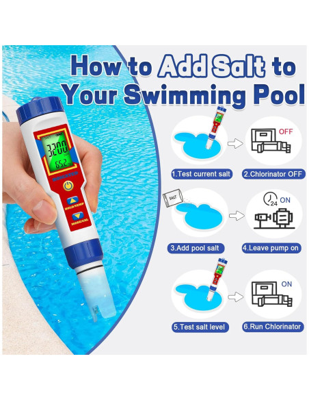 Probador de pH y Salinidad HOICATED 6 en 1 para Piscinas Probador de pH y Salinidad HOICATED 6 en 1 para Piscinas