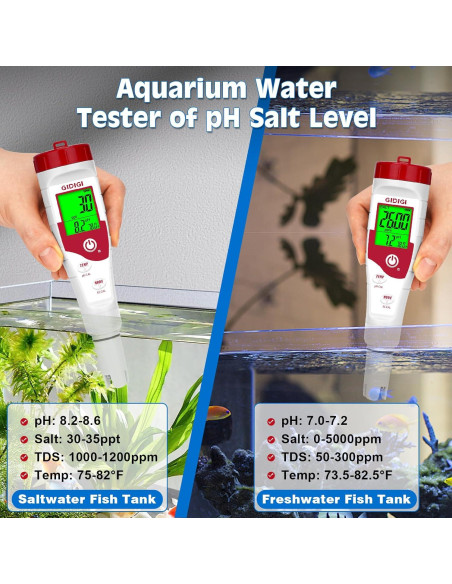 Medidor de pH y Salinidad GIDIGI 5 en 1 para Piscinas Medidor de pH y Salinidad GIDIGI 5 en 1 para Piscinas