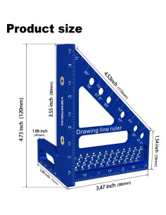 Regla de Carpintero ViewReal de Aluminio 3D con Transportador 22.5-90 2