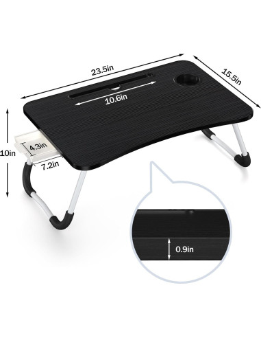 Mesa de cama portátil plegable Mayyol - Soporte para taza y tablet