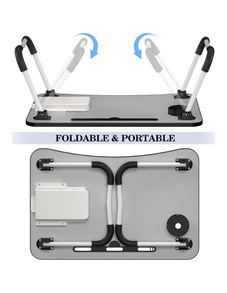 Mesa de cama portátil plegable Mayyol - Soporte para taza y tablet Mesa de cama portátil plegable Mayyol - Soporte para taza y tablet