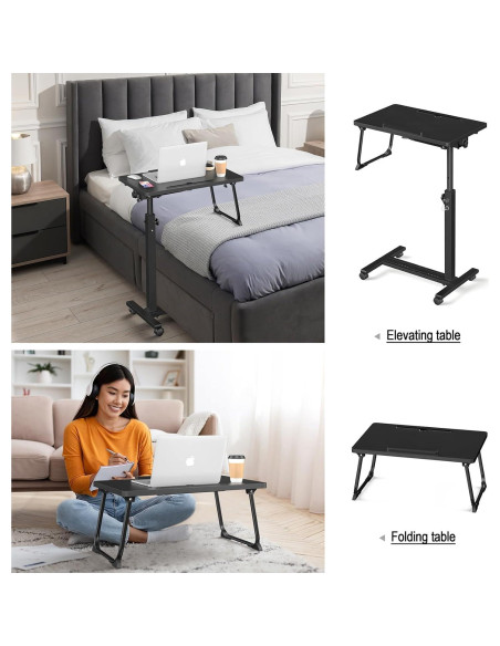 Mesa Ajustable Sobre la Cama Eocnrhe con Ruedas 76.7-108.3 cm Mesa Ajustable Sobre la Cama Eocnrhe con Ruedas 76.7-108.3 cm