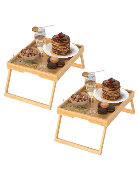Mesa de cama plegable de bambú Promitop - 2 piezas - 40x30 cm Mesa de cama plegable de bambú Promitop - 2 piezas - 40x30 cm