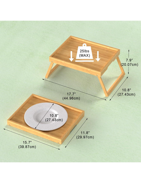 Mesa de cama plegable de bambú Promitop - 2 piezas - 40x30 cm Mesa de cama plegable de bambú Promitop - 2 piezas - 40x30 cm