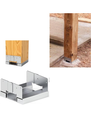 Paquete de 10 bases de poste galvanizadas PTLDHWMY 6x6 cm