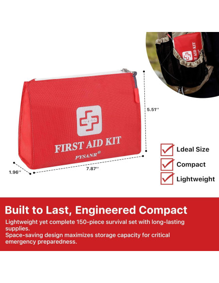 Kit de Primeros Auxilios PYSANR 150 Piezas Compacto 20x14.5cm Kit de Primeros Auxilios PYSANR 150 Piezas Compacto 20x14.5cm