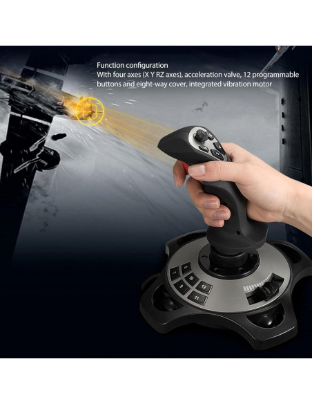 Joystick de Vuelo ASHATA para PC con Vibración y Acelerador Joystick de Vuelo ASHATA para PC con Vibración y Acelerador