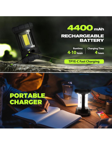 Linterna de Camping Recargable LED 3000LM Elesall - 5 Modos