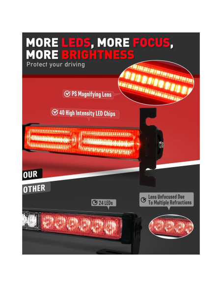 Barra de Luz Estroboscópica HLauto 1002L LED 40 luces 12V Barra de Luz Estroboscópica HLauto 1002L LED 40 luces 12V