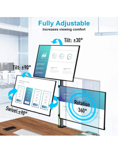 Soporte Triple para Monitores MOUNTUP MU3005 Ajustable 17-32"