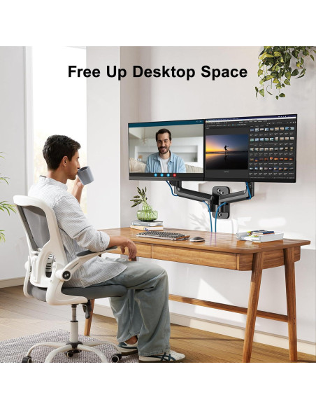 Soporte de Pared Doble Monitor HUANUO 17-32" Ajustable VESA Soporte de Pared Doble Monitor HUANUO 17-32" Ajustable VESA