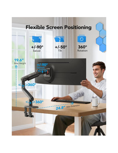 Brazo de Monitor HUANUO Ajustable para Pantallas Ultrawide 49"