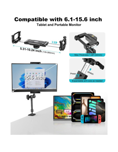 Soporte de Monitor Portátil Dosvsi Ajustable 360 para Pantallas 13-15.6" Soporte de Monitor Portátil Dosvsi Ajustable 360 para Pantallas 13-15.6"