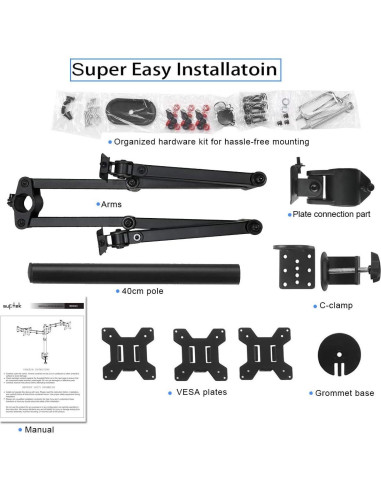 Soporte de Escritorio para Triple Monitor Suptek MD6463 Ajustable