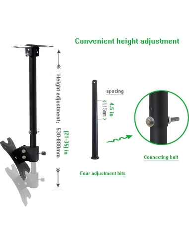 Soporte de Techo Ajustable para TV mvpmounts 14-42" hasta 30kg