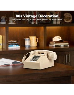 Teléfono de Cuerda Vintage Sangyn Beige con Timbre Mecánico 2