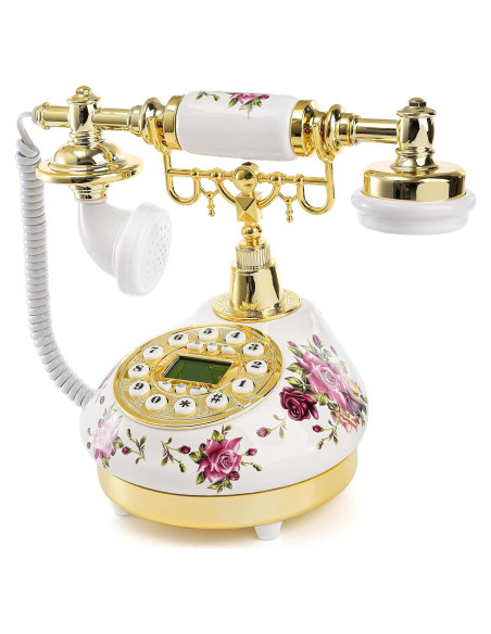 Teléfono de línea fija retro Cedilis cerámica LCD decorativo Teléfono de línea fija retro Cedilis cerámica LCD decorativo