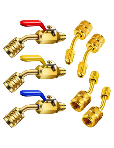 Válvula de Bola en Ángulo Mudder 1/4" y Adaptadores 7 Piezas Válvula de Bola en Ángulo Mudder 1/4" y Adaptadores 7 Piezas