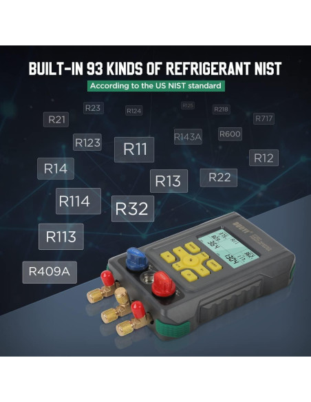 Manómetros Digitales HVAC DUOYI DY522A para 93 Refrigerantes Manómetros Digitales HVAC DUOYI DY522A para 93 Refrigerantes