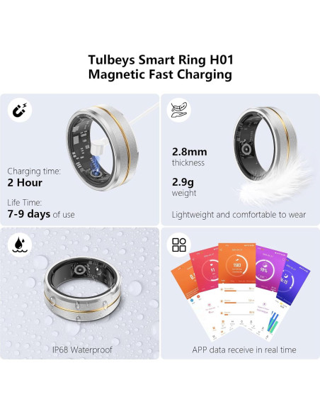 Anillo Inteligente GenXenon US 11 Plata/Oro - Monitoreo Salud Anillo Inteligente GenXenon US 11 Plata/Oro - Monitoreo Salud