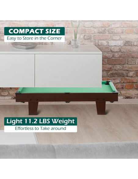 Mesa de Billar Mini REAHOISY 91.44 cm Portátil Completa Mesa de Billar Mini REAHOISY 91.44 cm Portátil Completa