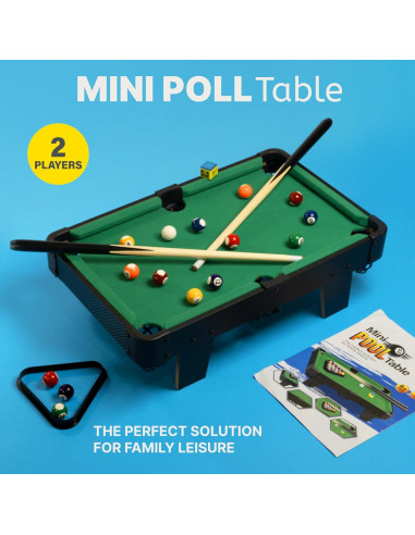 Mesa de Billar Mini Queensell QS-BLRD50 53x33 cm para Niños y Adultos