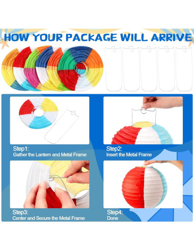 Linternas de Papel Colgantes Frienda 6 Pcs Pelota de Playa