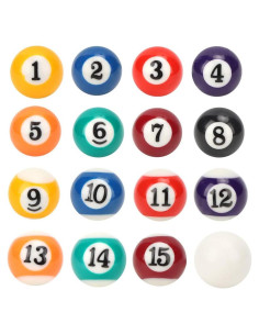 Bolas de Billar HEITIGN 16Pcs 2.5cm Resina para Mesa