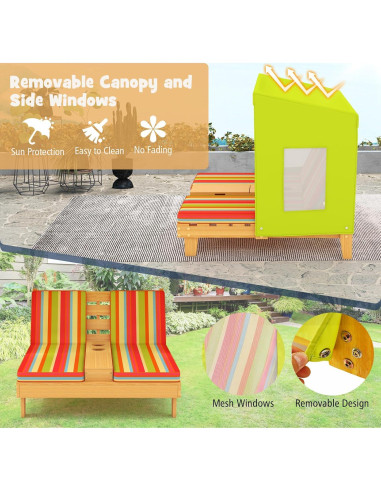 Silla Lounge Doble para Niños HONEY JOY con Dosel y Portavasos