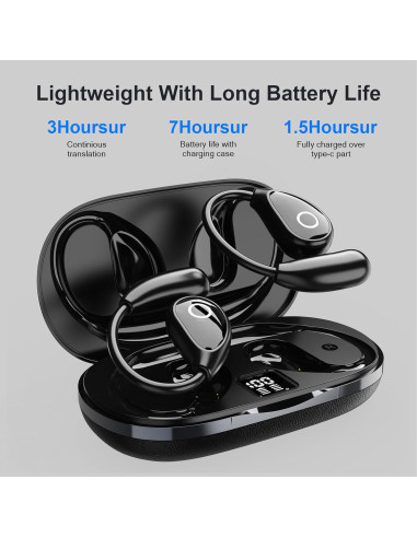 Auriculares de Traducción DTT Bluetooth 5.4 Negro 144 Idiomas