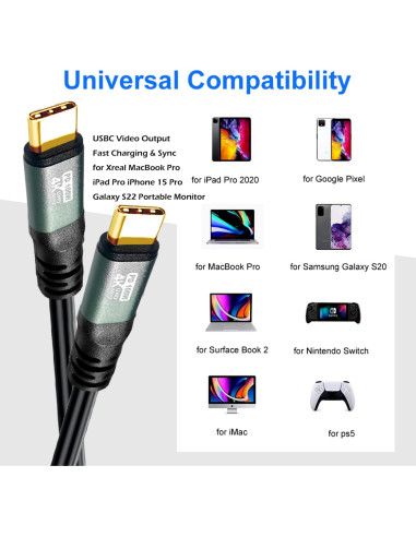 Cable USB-C a USB-C YOTETION 12m 4K@60Hz 100W Carga Rápida