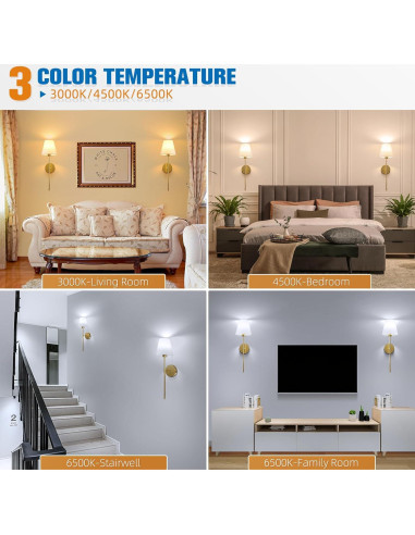 Conjunto de 2 Apliques de Pared NIORSUN Dorados Recargables