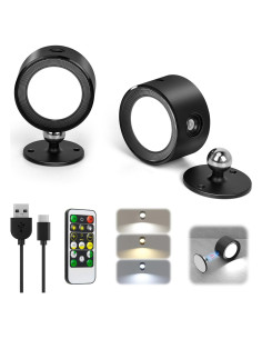 Luces de Pared LED Racokky 2 Pcs Recargables 3000mAh 3 Colores