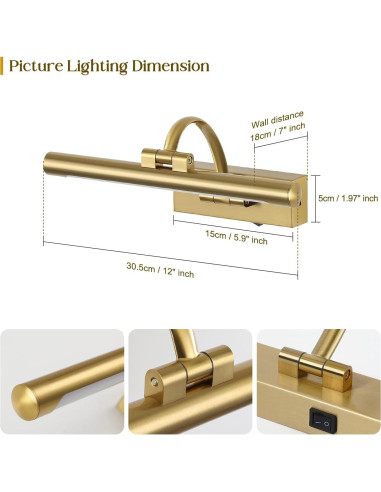 Luz de Imagen Inalámbrica Recargable DESOOP 30.48 cm Bronce