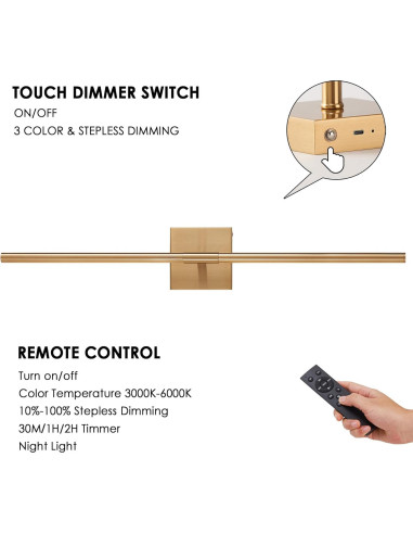 Juego de 2 Apliques de Pared LED Dorados GWONER 76.2 cm
