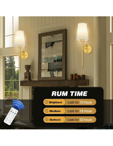 Juego de 2 Apliques de Pared Recargables SoodMi con Control Remoto