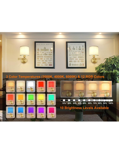 Aplique de pared recargable GOODATE BZ-DC, 15 colores, control remoto