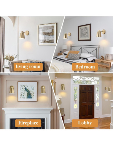 Juego de 2 Apliques de Pared LED Dorados con Control Remoto