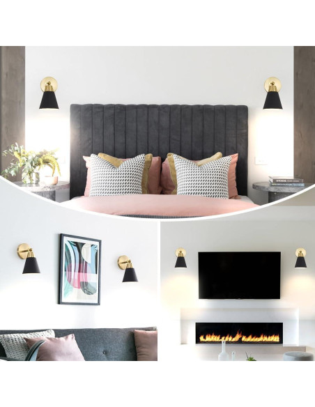 Aplique de Pared Recargable Lxybcce Negro Juego de 2 LED RGB Aplique de Pared Recargable Lxybcce Negro Juego de 2 LED RGB