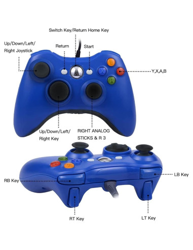Gamepad USB con Cable USonline911 para Xbox 360 y PC