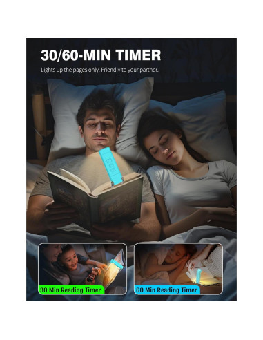 Luz de libro recargable USB LUOLEDE con 3 colores y 5 brillos