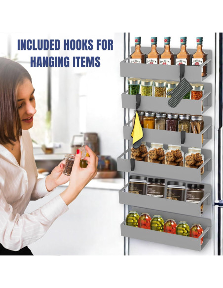 Organizador de Especias Magnético 6 Paquetes Gris Metal Organizador de Especias Magnético 6 Paquetes Gris Metal