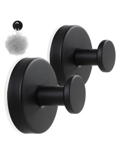 Ganchos de Ventosa para Ducha Nabobt - 2 Piezas Metal Negro Mate