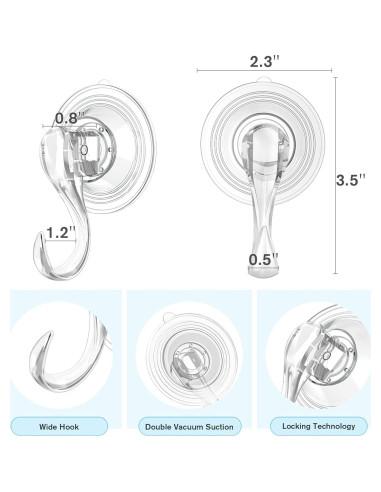 Ganchos de Ventosa VIS'V Transparentes 4 Pcs Alta Resistencia